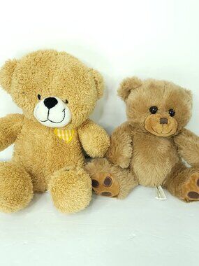 Lot of Momma And Baby Patch Heart Brown Grizzly Teddy Bear Plush Stuffed Animal